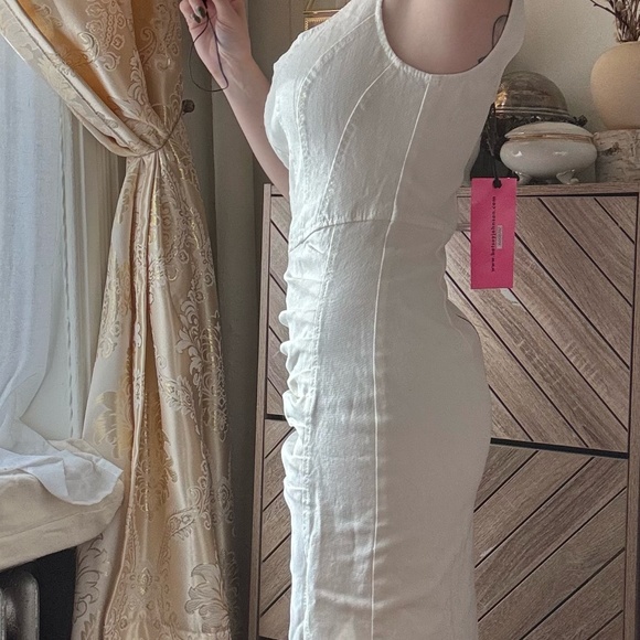 NWT Betsey Johnson - White Cotton/Linen Corset Dress - Picture 6 of 6